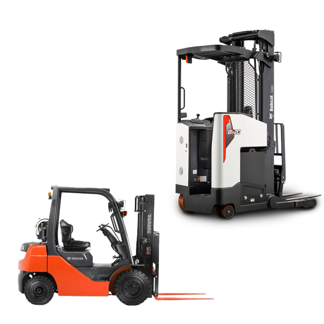 two forklifts square