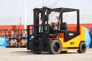 ACE AF50E electric forklift parked in a sunny warehouse area.