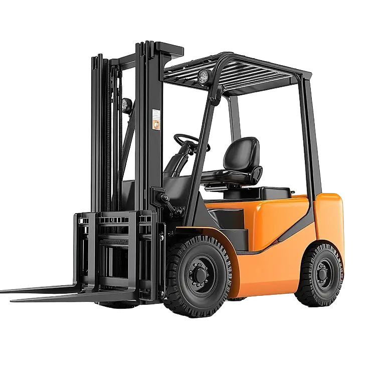 Orange Forklift Facing Left