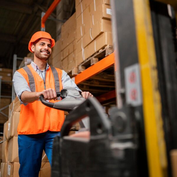 Man on a forklift