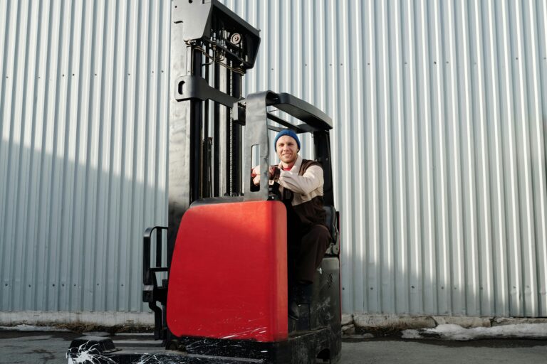 Man operating Forklift